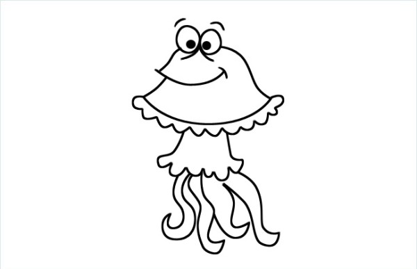 Cartoon jellyfish simple drawing picture