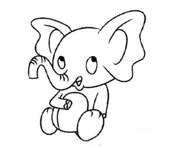 Cute cartoon elephant simple drawing