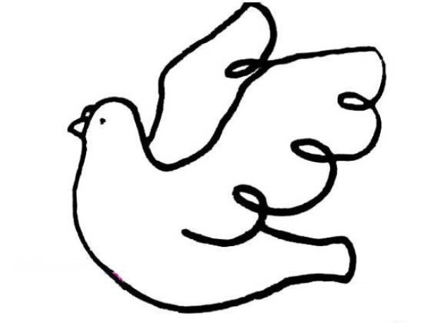 Simple drawing of peace dove flying to the left