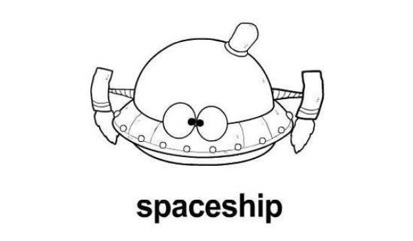 Cartoon spaceship simple drawing picture