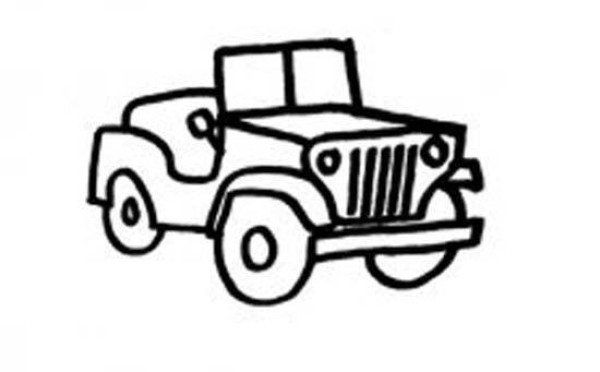 Childrens simple drawing: convertible jeep