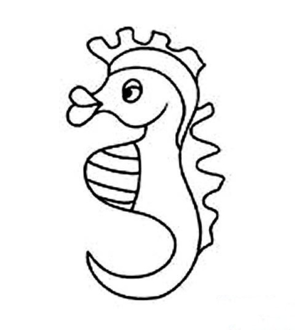 Childrens cartoon female seahorse simple drawing picture