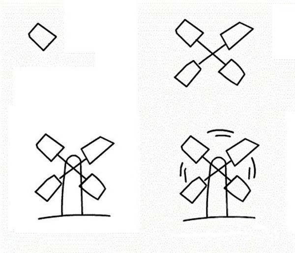 How to draw a windmill step by step: How to draw a windmill