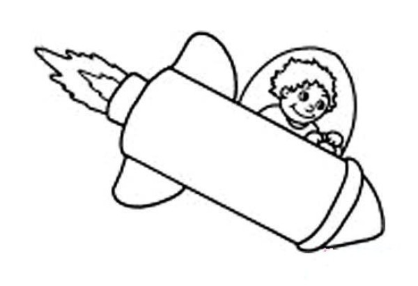 Childrens simple drawing picture of rocket ship