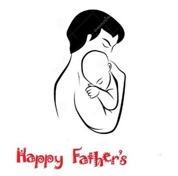 Fathers Day themed simple drawing pictures: Dad holding his child