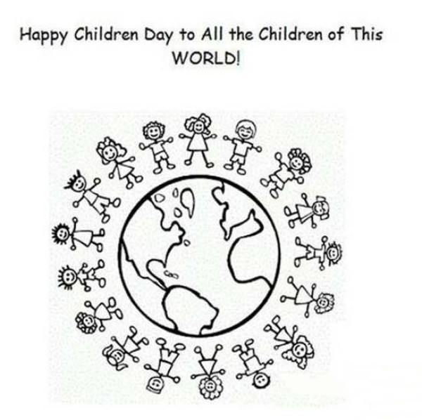 Kindergarten Children’s Day simple drawing pictures: Children around the world celebrate Children’s Day together