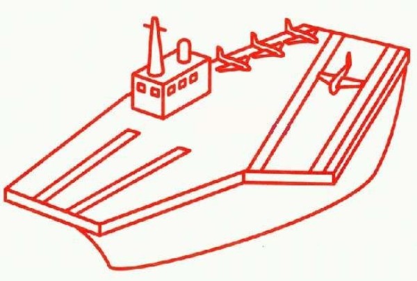 Simple drawing of Chinas Liaoning aircraft carrier