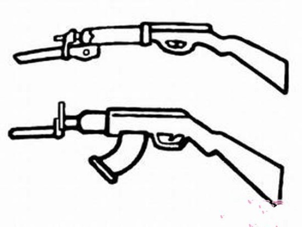 A complete picture of childrens simple drawings of rifles