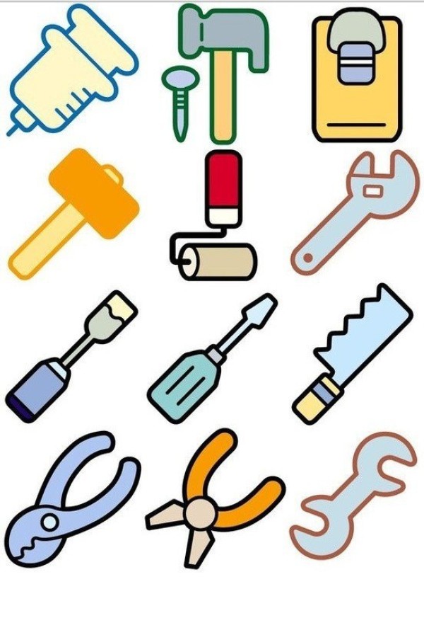 Simple strokes of tools and uniforms