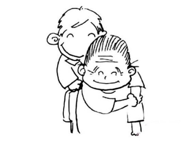 Childrens simple drawing pictures of Double Ninth Festival: I help grandma beat her back