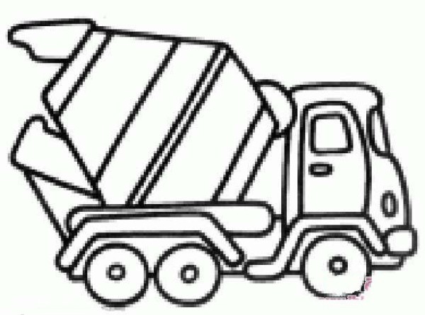 Simple drawing of cement mixing tank truck