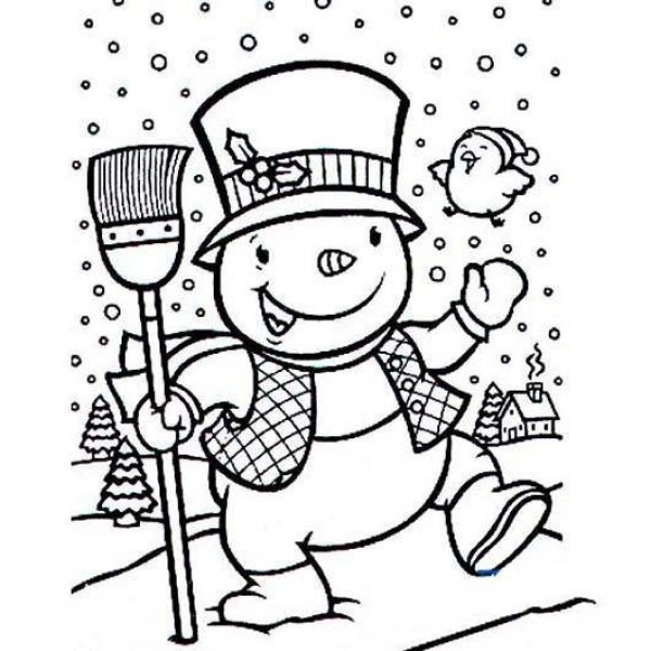 Simple drawing of childrens cartoon characters: Snowman