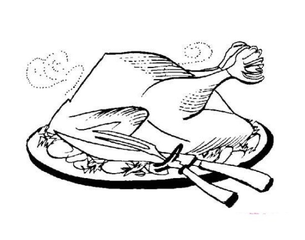 Simple drawing of food for children: roast chicken