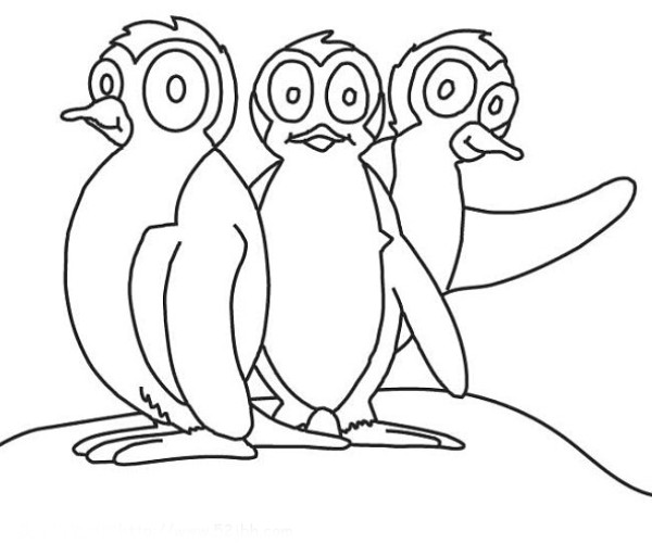 Three penguins simple strokes