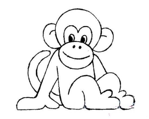 Complete picture of monkey animal simple strokes