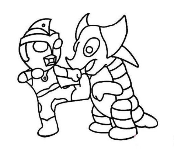 Ultraman fights monsters simple drawing pictures