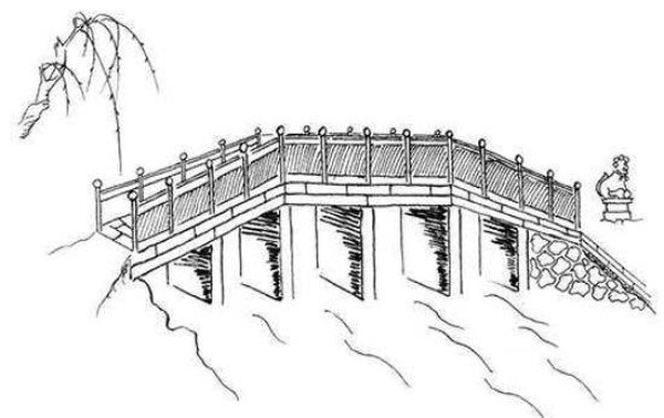 Elementary school students’ simple drawings of ancient buildings: Bridge