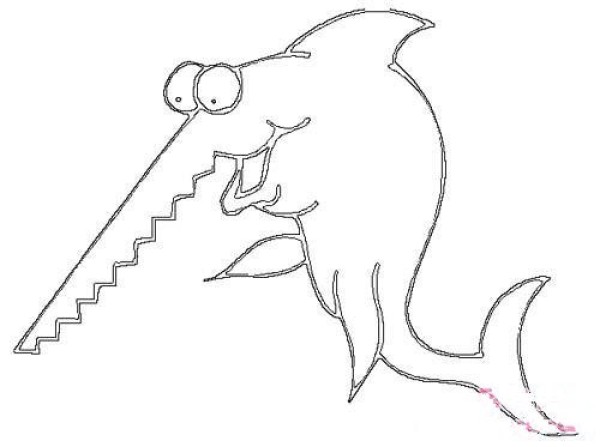 Cartoon snout saw shark simple drawing picture