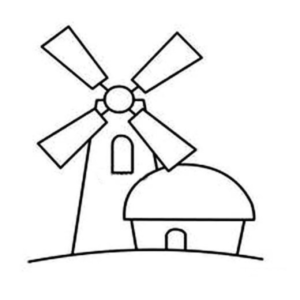 Simple rural windmill sketch picture