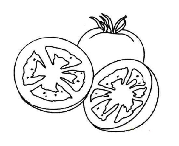 Simple drawing of cut tomatoes