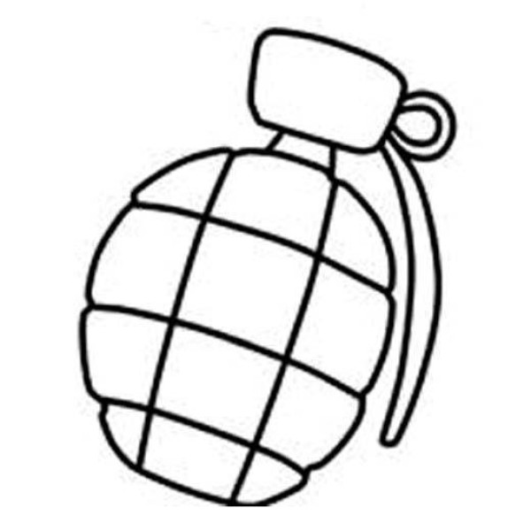 Simple drawing pictures of modern weapons for children: grenade