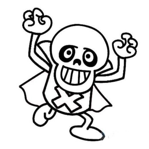 Childrens Halloween Skeleton Simple Drawing Picture