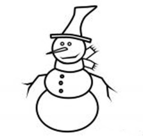 Snowman simple drawing picture in winter