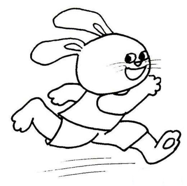 Simple drawing picture of running cartoon rabbit