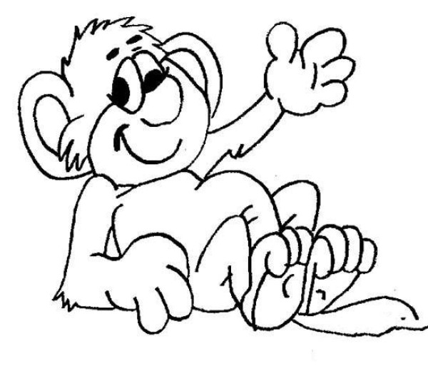 Childrens cartoon monkey simple drawing