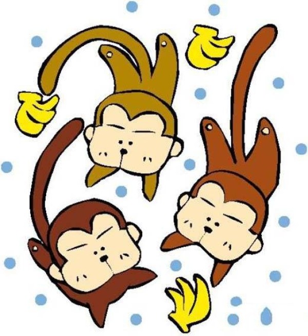 Complete collection of simple strokes of colorful cartoon monkeys