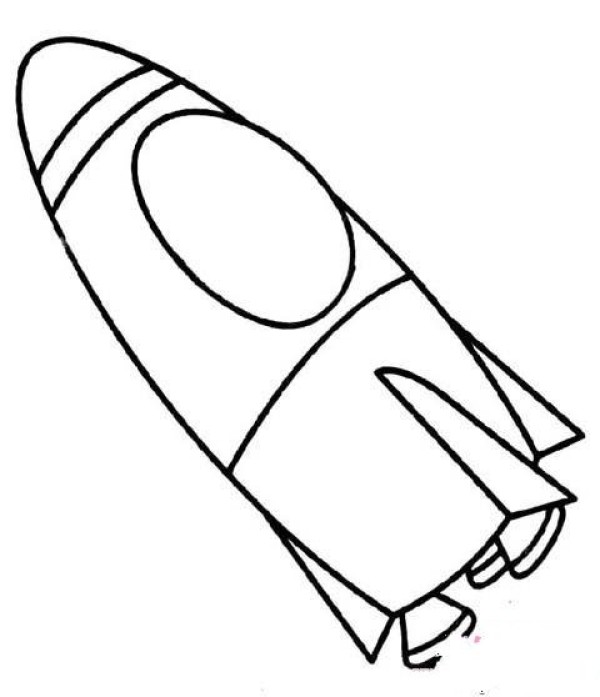 Kindergarten children’s simple drawings of big rockets