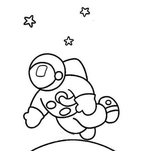 Childrens simple drawing pictures of astronauts in space