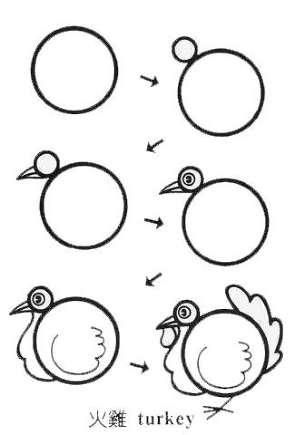 Turkey simple drawing tutorial