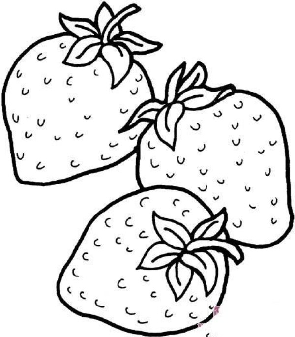 Simple drawing of three strawberries