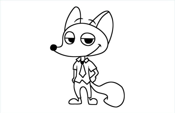 Simple drawing picture of fox wearing tie