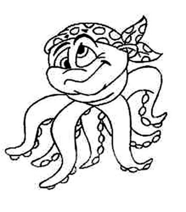 Cartoon octopus simple drawing: octopus wearing a turban