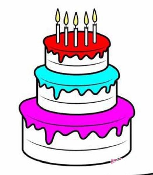 Coloring birthday cake simple drawing