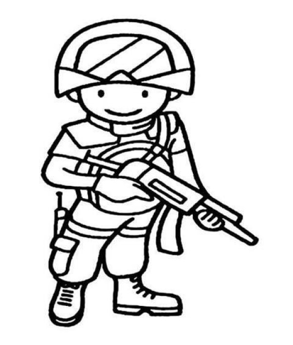 Childrens simple drawing pictures for Army Day: Army soldiers