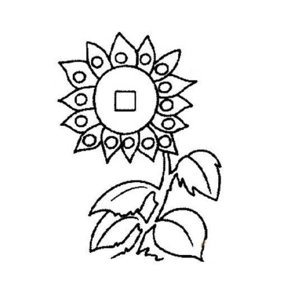 Childrens simple drawing pictures of sunflowers