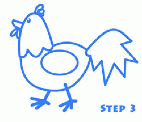 How to draw a little rooster in simple strokes