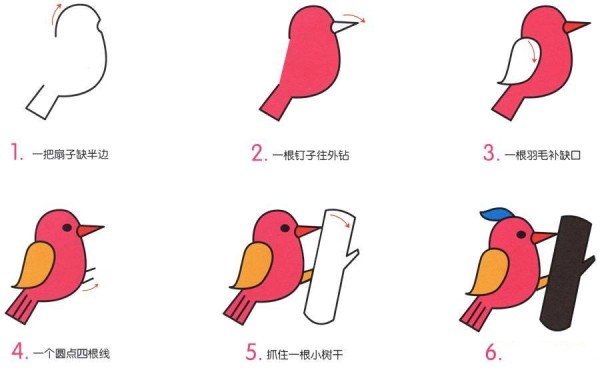 How to Draw a Woodpecker Simple Drawing