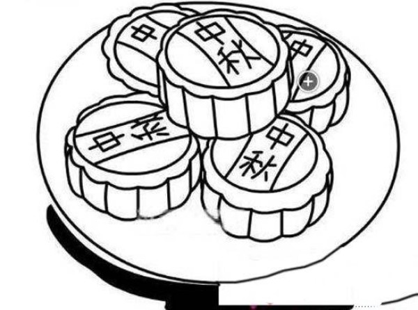 Childrens Mid-Autumn Festival simple drawing picture: a plate of Mid-Autumn mooncakes