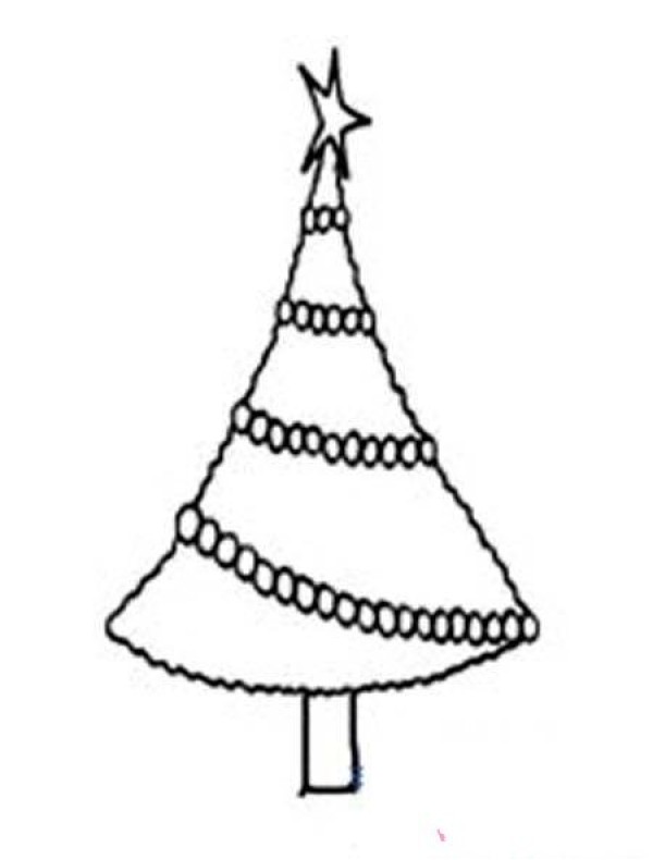 Simple drawing of Christmas tree for primary school students