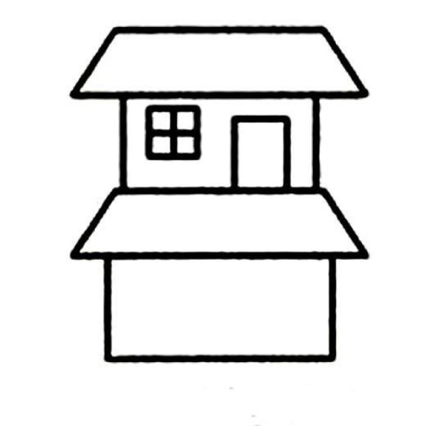 Simple strokes of two-story house