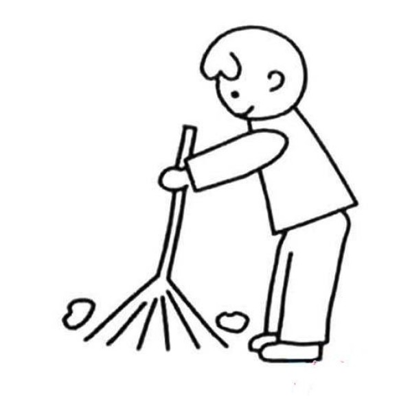 Kindergarten May Day Labor Day simple drawing pictures: Me sweeping the floor