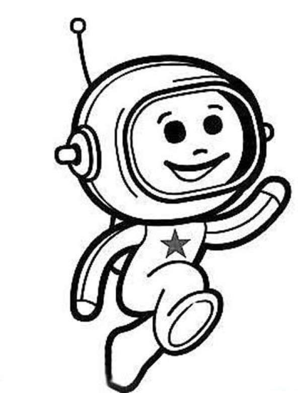 Cute cartoon astronaut simple drawing picture for children