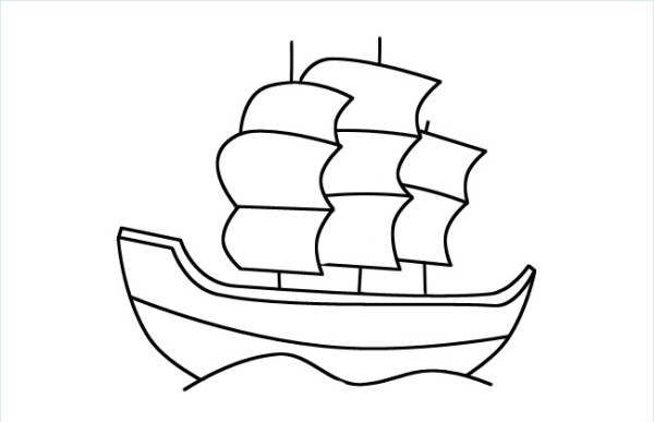 Simple strokes of sailing ship