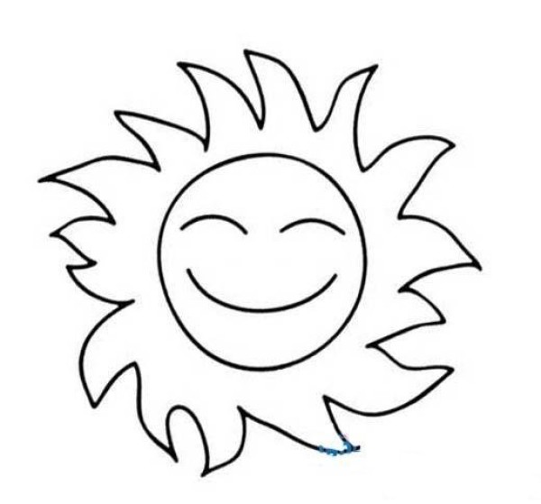 Simple drawing of cute sun smiling face