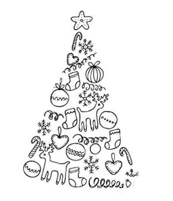 Childrens simple drawing pictures of beautiful Christmas trees