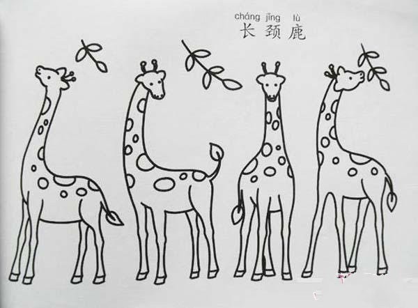 Complete collection of simple strokes of giraffe